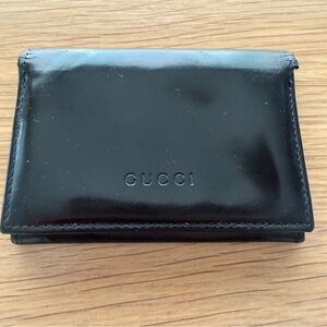Vintage Gucci Elegant Black Leather Card Holder